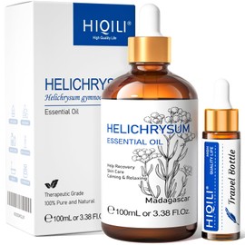 HIQILI Helichrysum Essential Oil for Skin Nourish, Undiluted & Natural, Relieve Fatigue in Body Massage, Reduce Fine Line and Wrinkle, Aromatherapy Diffuser, DIY Floral Scented Gift -100ML