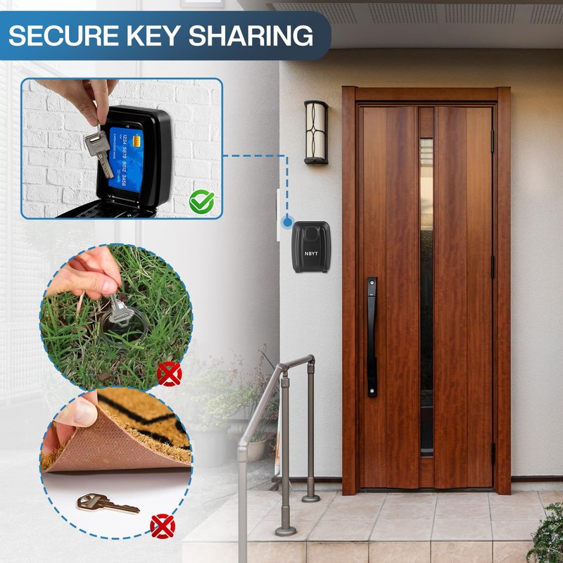NBYT Portable Combination Lock keybox, 9-Digit Keyboard,for House Keys Key