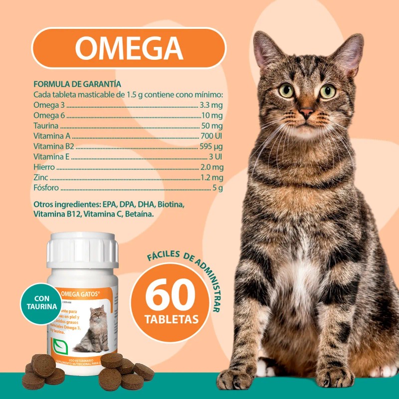 Suplemento Vitamina Proteina Omega Para Gatos Piel Y Pelo 60