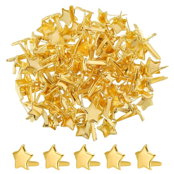 umorismo Pack of 200 Mini Star Brads, Gold Pattern Clips, Metal Closure Clips, Pattern Bag Clips for Scrapbooking, Paper, Letter Clips, Crafts, DIY Crafts