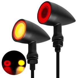 Motorcycle Rear Turn Signal Bullet Large SMD Blinker Red Amber Tail Lights Indicators Fit for Honda Yamaha Suzuki Kawasaki Harley Sportster (Black,2PCS)