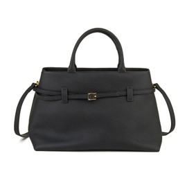 DONNAIN Full-Grain Cow Leather Top Handle Satchel, Tote Bag for Women Work and Shoulder Crossbody Bag with Adustable Strap (Black)