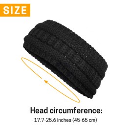 GNEGNI LIFE Women Knitted Ear Cover Headband, Wide Knitted Ear Warmer Hairband Slouchy Textured Knitted Headband for Ladies Yoga Skiing Hiking