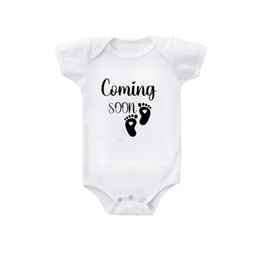 Coming Soon... Baby Feet Pregnancy Announcement Baby Bodysuit Newborn Jumpsuit (White, Newborn)