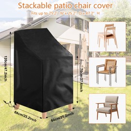 Eihowert 2 Pack Patio Furniture Covers Waterproof, 210D Outdoor Chair Cover, UV-Coated Polyester Outdoor Waterproof Furniture Covers for All-Weather Protection, 25" L x 25" W x 47”H (2 PCS - Black)