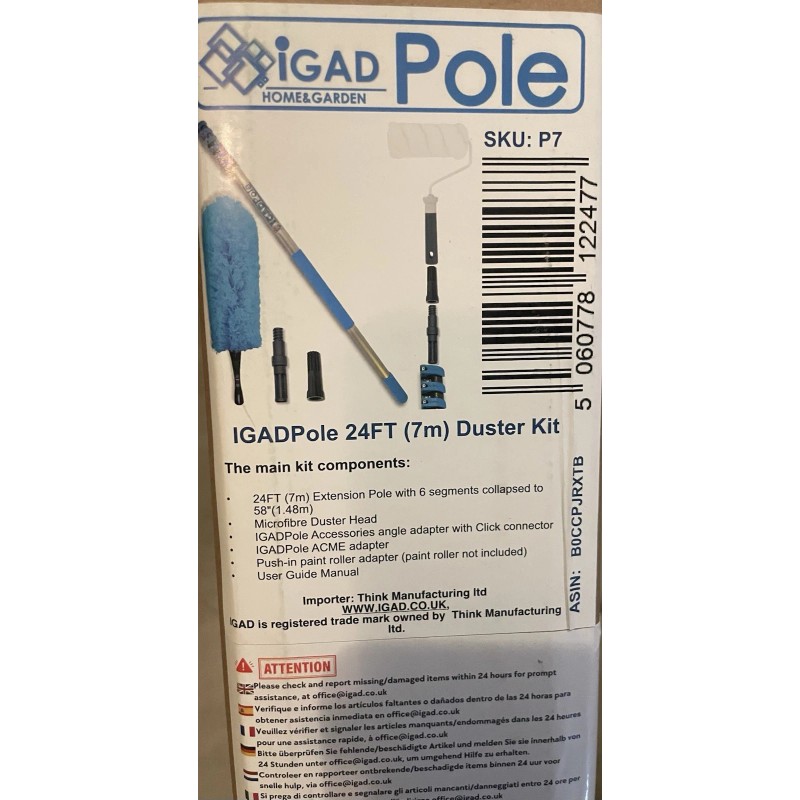 IGADPole 5Ft-24Ft Extension Pole Duster Brush Kit Paint Roller Window