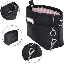 SHINGONE Bag-In Bag, Nylon, A5, Small, Horizontal Inner Bag, Women's, Men's, Back-in-Back, Waterproof, Lightweight, Smaller, Storage Bag, Divider, For Tote Bags, Zippered, Organizer Bag in Bag, 4 Colors, Black, S