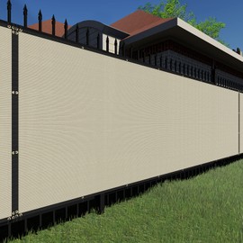 TANG Sunshades Depot Fence Privacy Screen 11'X26' Beige (TAN) 180GSM Heavy Duty Commercial Windscreen Residential Fence Netting 88% Privacy Blockage with Excellent Airflow 3 Years Warranty