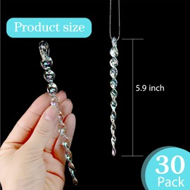 30 Pieces Plastic Icicle Twisted Plastic Icicle Christmas Ornaments Icicle Decoration Christmas Tree and Holiday Xmas Party Wedding Hanging (5.9 Inch, Multicolor)
