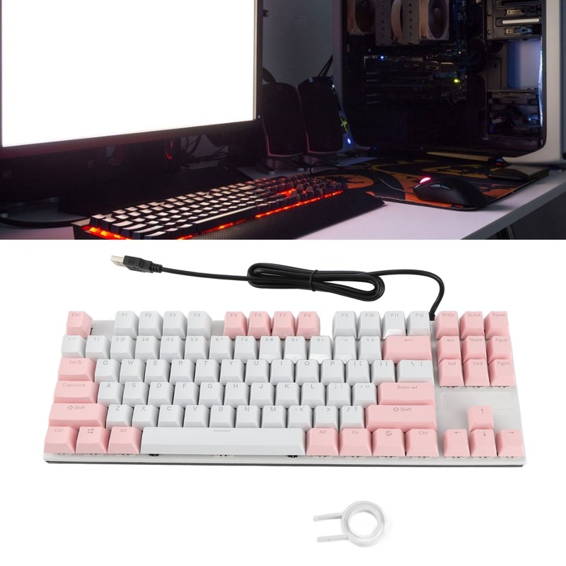 Mechanical Keyboard 87 Keys Blue Switch Ergonomic Multicolor Backlight Design