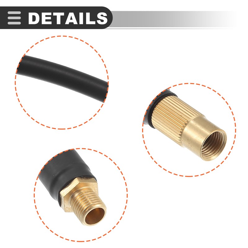 Motoforti Universal Tire Inflator Hose Adapter, 100cm/1m Length, Copper Rubber,