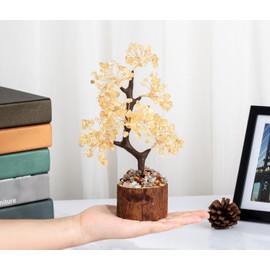 GUJOXILA Citrine Crystal Tree Healing Crystals Gift for Women Citrine Crystals Tree of Life Money Tree Yellow Spiritual Meditation Reiki Gifts Office Desk Decor Ornament