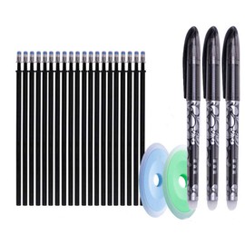 25Pcs Black Gel Pen Erasable Refills Set Rod 0.5mm Ink Washable Handle Ballpoint Pens Rollerball Pens for Kids Adults Students Study Gift School Office Stationery