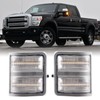 HTZCMOTO LED Side Mirror Turn Signal Lights Compatible with F250 F350 F450 F550 Super Duty 2008-2016, Amber Turn Signal & White Running Parking Lights, Clear Len