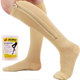 Ailaka Medical 15-20 mmHg Zipper Compression Socks Women Men Varicose Vein Edema