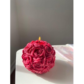 Decorative Flower Rose Scented Candle -Valentine's Day Hugging Love Candle -Wedding Decor Candle -Soy Wax Hanmade Body Candle - Home Decor Bubble Cube Candle -Aromatherapy Jar Tealight Candle(Red)