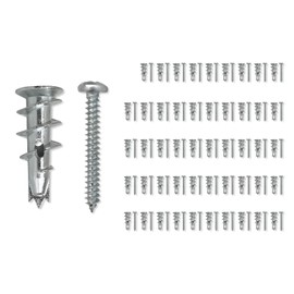 TITAN ANCHORS 100-Pieces Quick Self-Drilling Zinc Metal Drywall Anchors with #8 Screws Kit | Holds 75 Lbs. | 50 Anchors + 50 Screws