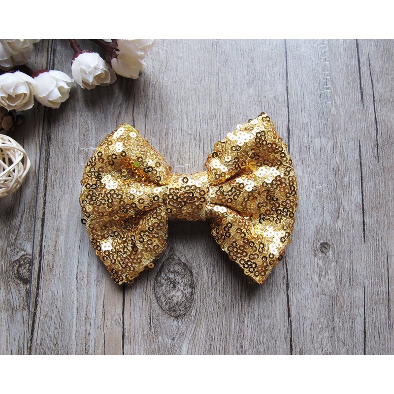 PrettyBoutique 4 Inches Girls Sequin Glitter Sparkle Hair Bow Clip