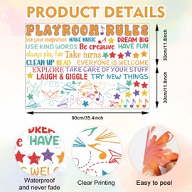 HLNIUC Playroom Wall Sticker(35”x24”) Be Creative Window Cling, Kids Inspirational Quotes Wall Stickers, Colorful Inspiring Words Art Decal, Playroom Rules Room Decals for Kids Room Living Room Decor