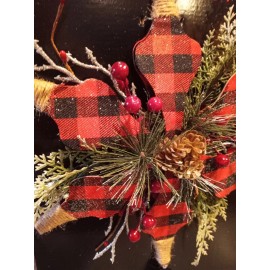 The Christmas Shoppe NEW The Christmas Shoppe Rustic Red & Black Buffalo Plaid Star Tree Topper