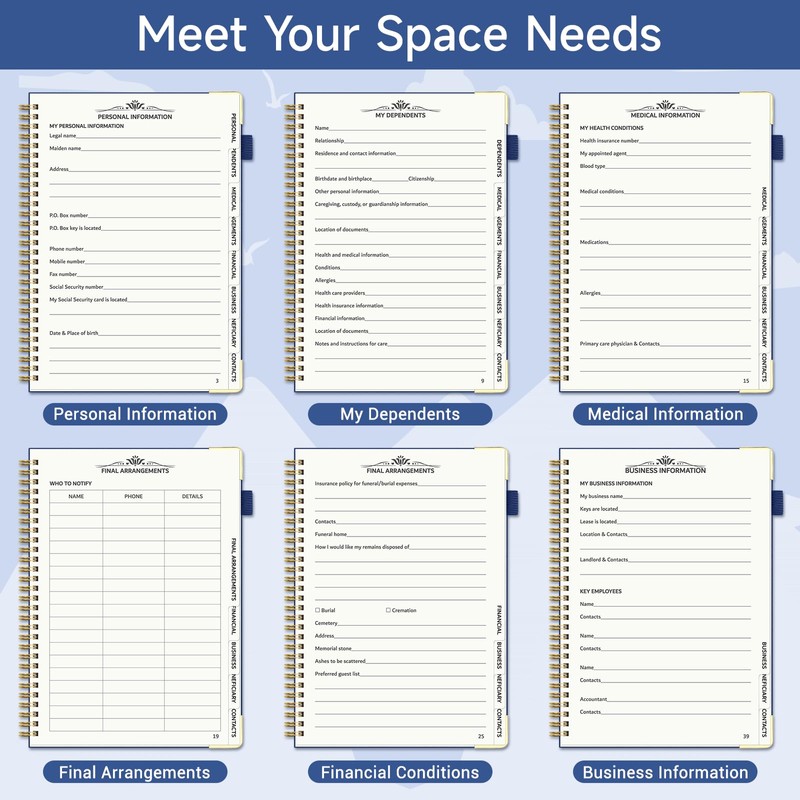 End of Life Planner, Estate Planning Organizer with Tabs for