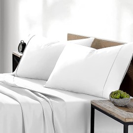 Pure Eco 100% Microfiber Pillow Cases Standard Size Set of 2, 20X26 - Soft & Smooth Wrinkle, Fade, Stain Resistant - Unique Collection Decorative Envelope Closure Pillow Covers - White