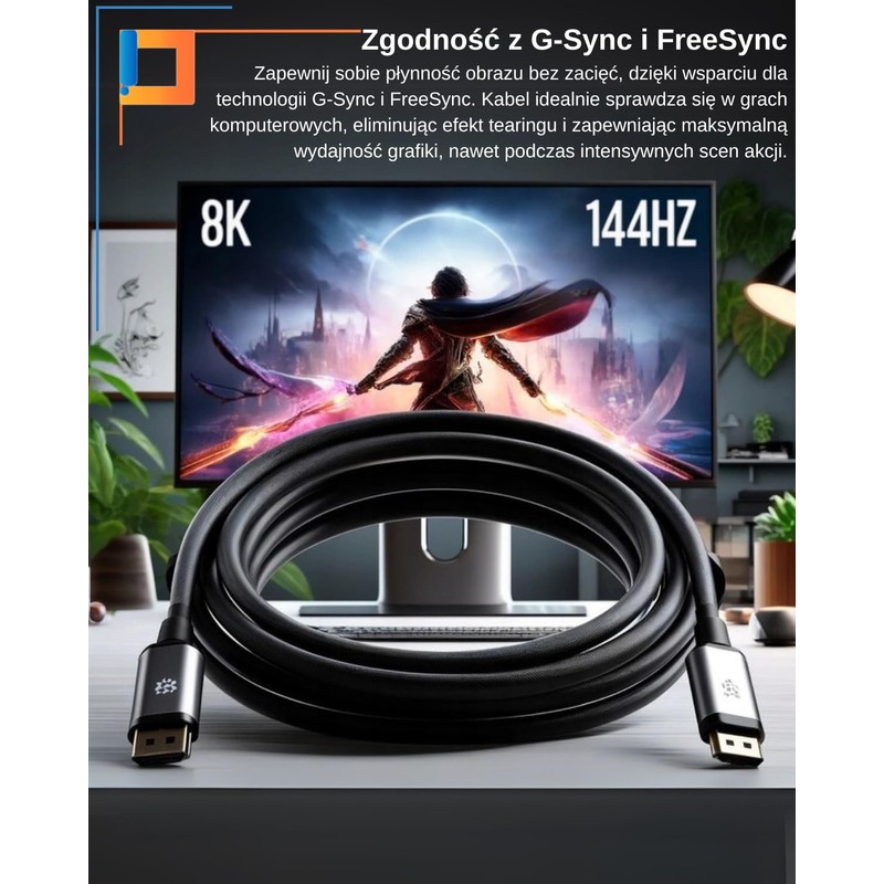 Co2 DisplayPort to Mini DisplayPort Adapter DP 1.4 8K/60Hz, 4K/120Hz,