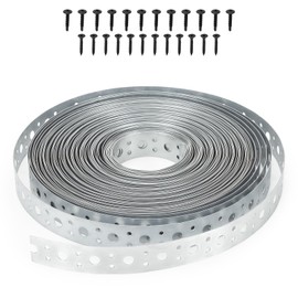 Galvanized Metal Pipe Strap 1-Inch x 65 Feet 0.6mm Thickness for HVAC & Plumbing Support Metal Strapping with Holes Duct Securing Straps with Black Screw