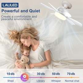 Laliled Ceiling Fan with Light – Socket Fan Light with Remote & APP Control, 18 inch Small Ceiling Fan 6 Speeds and 3 Lighting Modes, Ideal for Bedroom, Kitchen, Dining Room, and Living Room (White)