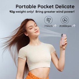 OPEESE Mini Portable Fan, 5-Speed, 2000mAh, Small Handheld Fan Rechargeable with Digital Display, Perfect for Hot Flashes, Travel, Walking and Makeup(Pink)