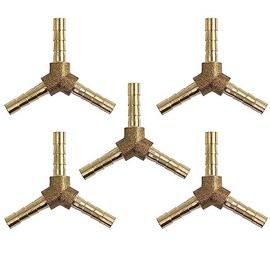 MACHSWON 5pcs 4mm Brass Hose Barb Fitting Y-Shaped 3 Way Water Gas Oil Pipe Connector for Automotive