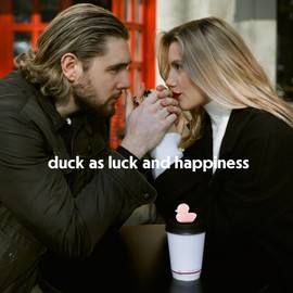 Runyangshi 1PCS Duck Figurine Statue Natural Crystal Rose Quartz Duck 1.18" Healing Crystal Stone Hand Carved Lucky Duckling Sculpture Home Desk Office Decoration Duck Lover Gift