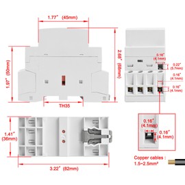 Heschen Household AC Contactor, HSR1-16, Ie 16A, 4 Pole, Four Normally Closed, AC 12V Coil Voltage, 35mm DIN Rail Mount