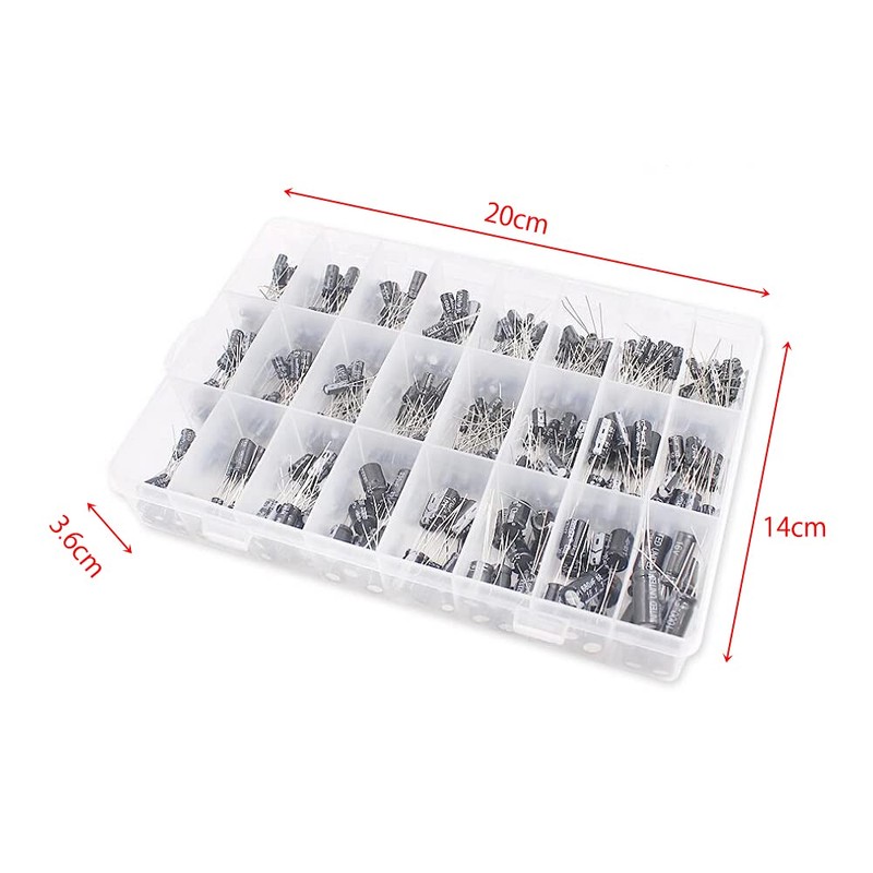 YFFSFDC Electrolytic Capacitors, 24 Types, 500 Pieces, Electronic Parts Bag,