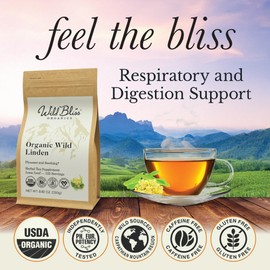 Wild Bliss Organic Linden Flower Tea - Caffeine Free Loose Leaf Calming Herbal Tea - 8.8 Ounces - 125 Servings