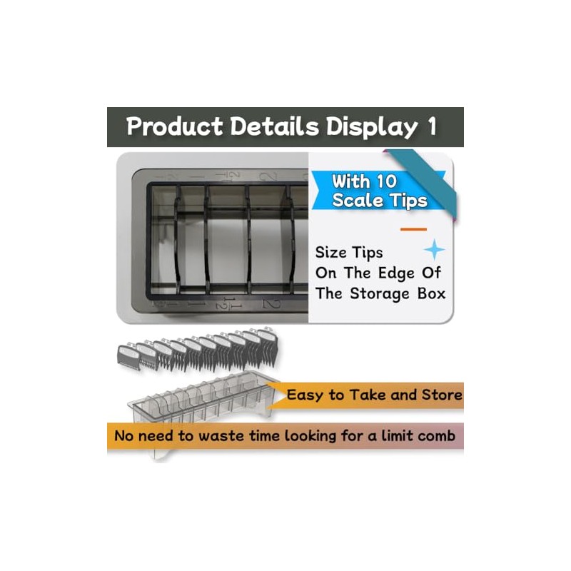 HuGuWdy Clipper Guard Holder，Clipper Holder with 10 Slots Barber Accessories