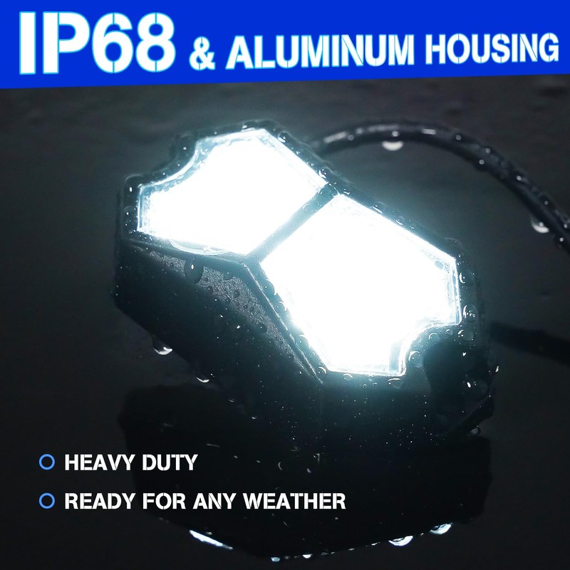 GZ5CG Led Rock Lights White 6 Pods 18LEDs 210 Degree