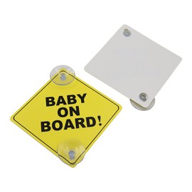 ieron Baby On Board Reusable Car Warning Signs 5" x 5" with Double Suction Cups - Pack of 2 - Car Window Safety Stickers, Essential to Protect Your Baby On