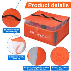 Dansydaisy 2 Pcs Life Jacket Storage Bag Heavy Duty 6 Capacity Life Jacket Nylon Storage Bag with Carrying Handle(Orange)