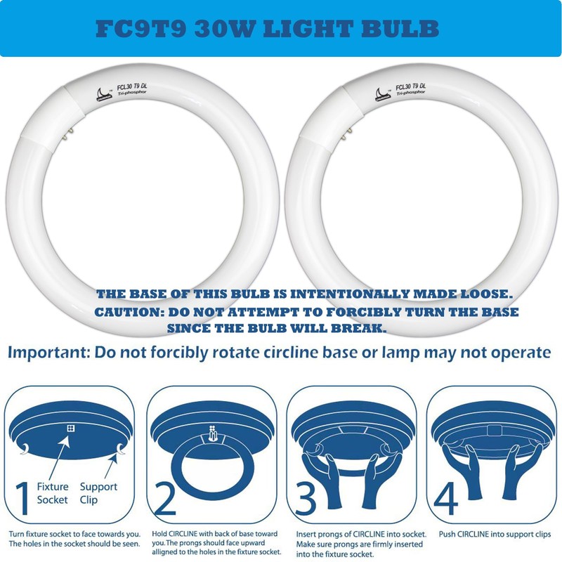 CHKADAWA FC9T9 9 inch Circline Light Bulbs T9 30W, FCL30