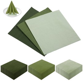 Napkins Sage Green, Pack of 120 Napkins Green 33 x 33 cm, Napkins Eucalyptus Green, Airlaid Napkins Fabric-Like, Elegant Table Decoration, for Wedding, Communion, Confirmation, Christening and