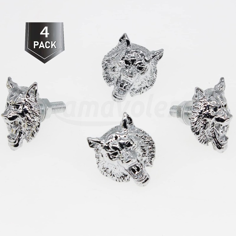 License Plate Bolts, 4 pcs Universal Wolf Style Stainless Steel