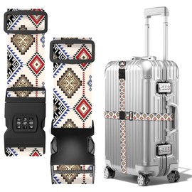 ECZOIL 2 x Adjustable Luggage Strap, Including Suitcase Strap with 3 Combination Locks, Code Custom, Facilitates Particularly Eye-catching and Secure Rhombus