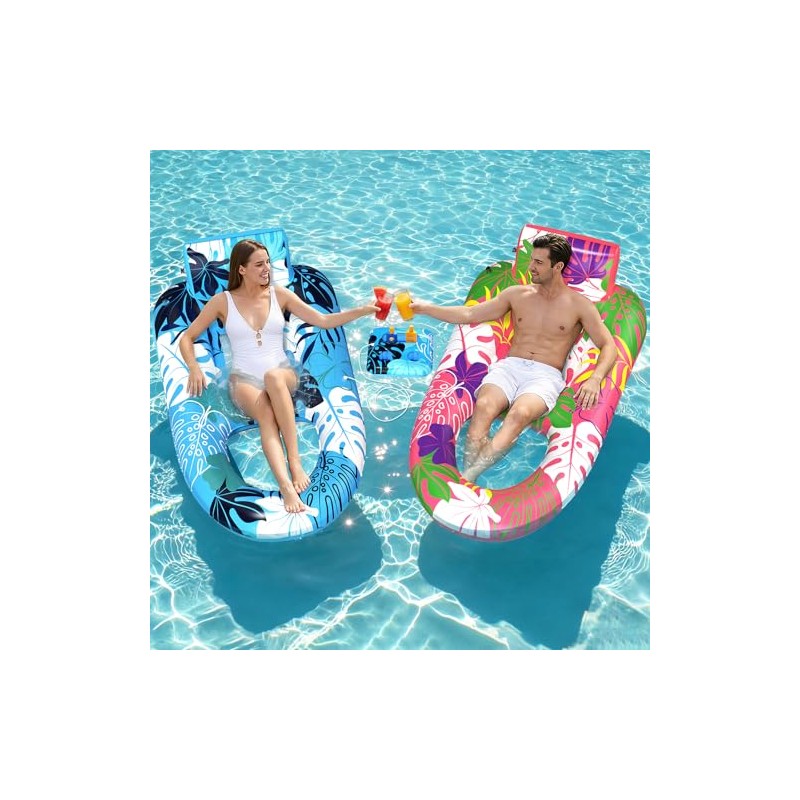 2 Pack Pool Floats Adult Heavy Duty, Inflatable Pool Lounger