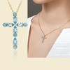 Cross Necklaces for Women, Simple Blue Rhinestone Cross Pendant Necklace
