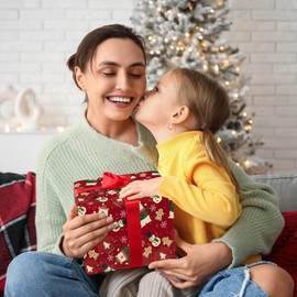 GIOLNIAY Red Christmas Wrapping Paper Men Women Kids - Holiday Gift Wrap with Polar Bear, Snowman, Gingerbread Man & Sweater - 4 Jumbo Sheets, 28″×40″ Each, Easy to Store