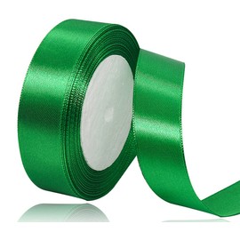 Satin Ribbon, Green, 25 mm, 22 Metres, Decoration, Gift Ribbon, Wide Ribbon, Fabric Ribbon for Wedding, Christening and Birthday Gifts