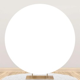 Polyester Diameter 7ft White Round Backdrop Cover Pure White Solid Color Birthday Party Photography Background Newborn Infant Baby Shower Party Decor Photo Studio Portrait Props