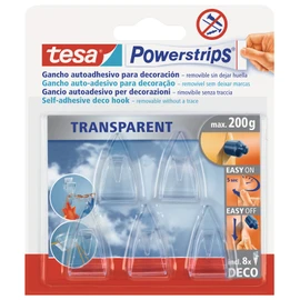 tesa TE58900-00014-02 transparentes, 5 ganchos + 8 Tiras Powerstrips Deco, Standard