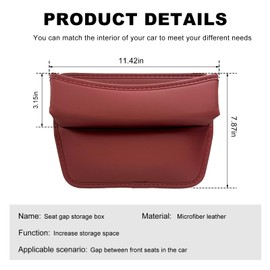 DXNQ Large Capacity Car Seat Gap Filler Organizer, Leather Car Front Seat Slot Storage Box Keeps Car Tidy, Portable Car Seat Gap Filler with 2 Charge Holes for Phones Glasses Keys Cards (Red)